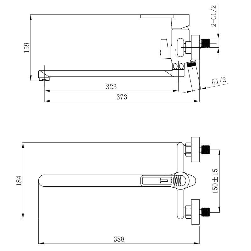 Смеситель для ванны Qtap Taurus c душевым гарнитуром QTTAU260CRM45663 Chrome Киев - изображение 2