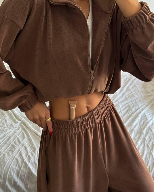 Жіночий теплий оверсайз костюм-двійка: кофта та штани турецький поліс фліс Моко Одеса - фото 3