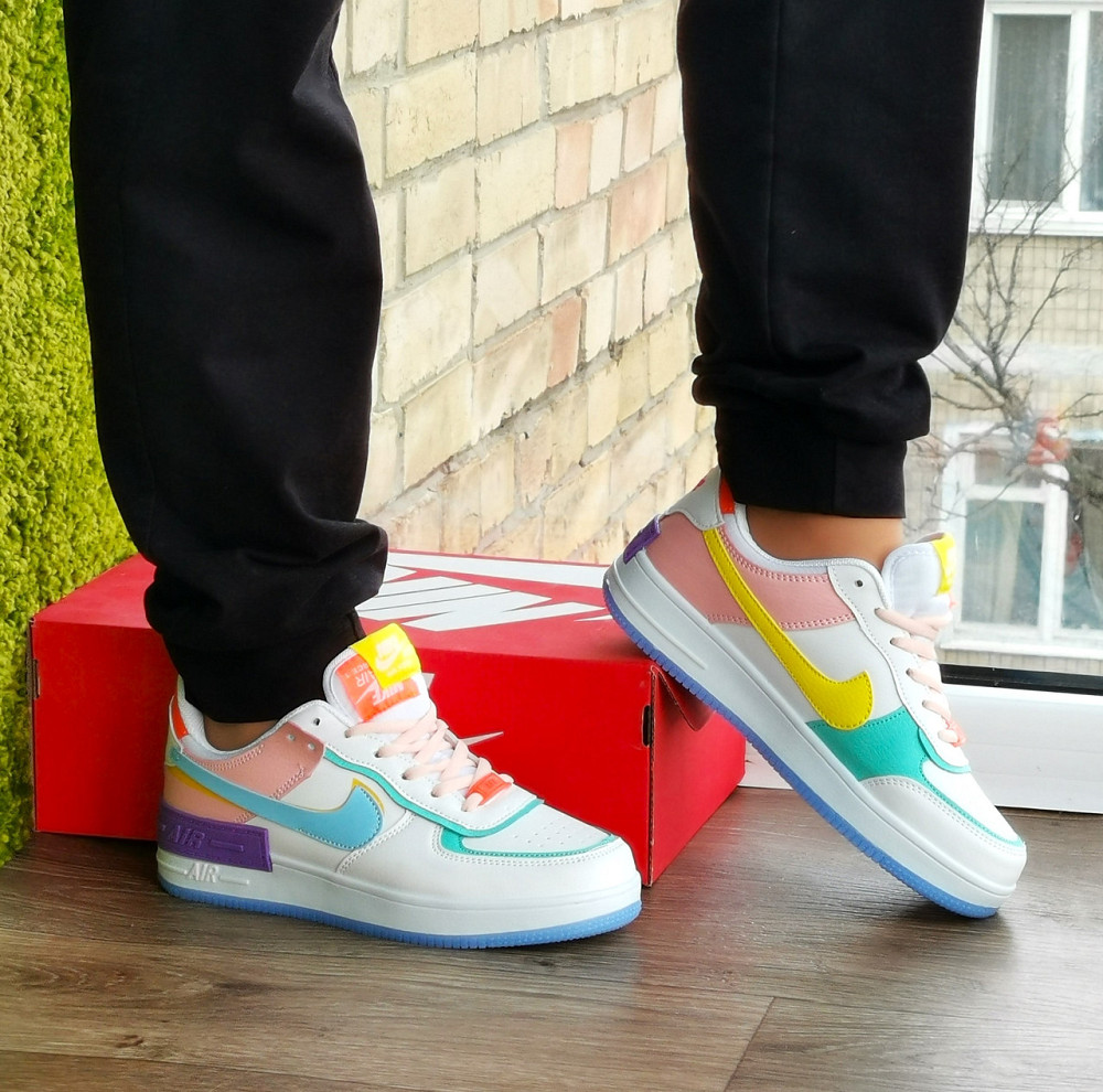 Кроссовки Nike Force Белые Женские Кожаные Форсы Разноцветные Найк (размеры: 37,38,39,40) Видео Обзор - 13 Днепр - изображение 10