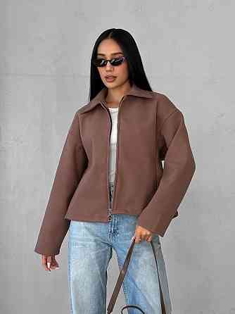 Женский теплый базовый оверсайз жакет на молнии из кашемира Мокко Одесса