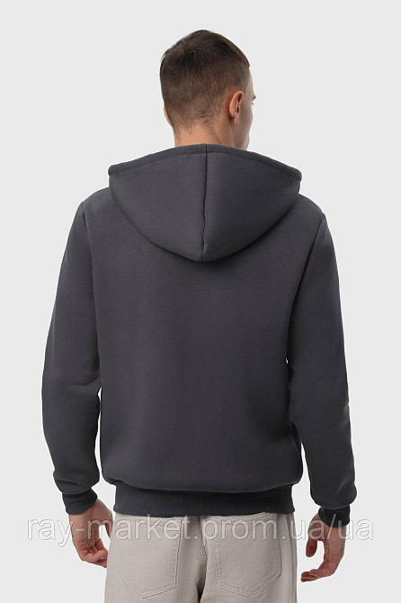 Худи на замке мужское темно-серое утепленное RAY BASIC (U0405LM-Dark Grey) Киев - изображение 4