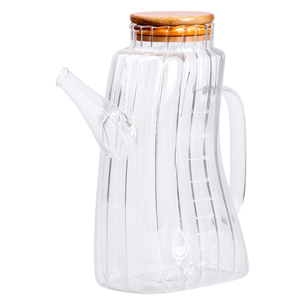 Yiwu Скляна пляшка для олії 1 л HP-34-3 з ручкою та бамбуковою кришкою HP-34-3 Киев - изображение 2