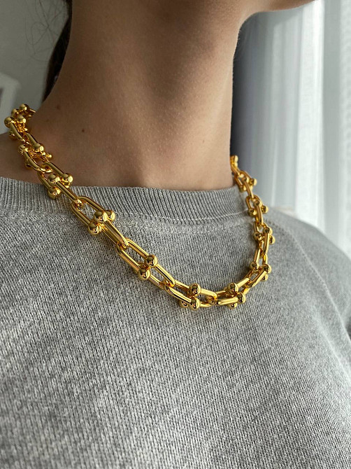 Tiffany Тиффани колье подвеска крупная цепь позолота / упакована в мешочек Tiffany Одесса - изображение 4