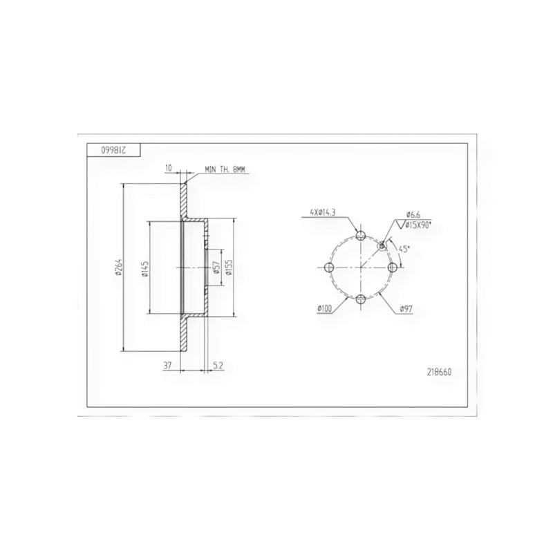 Диск Opel Astra H, Combo, Meriva A (2001-) задний (264x10) тормозной Мукачево - изображение 1