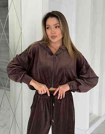 Жіночий сильний повсякденний велюровий костюм-двійка Шоколад, 42/44 Одеса