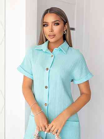 Літня муслінова сукня-сорочка "Erika" | Батал Блакитний, 50-52 Київ