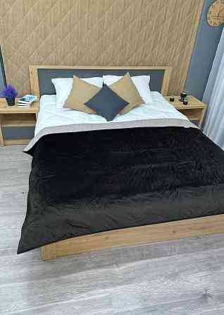 Покрывало стеганое Decorator Велюр листья 150х220 см черный (85-031) Киев