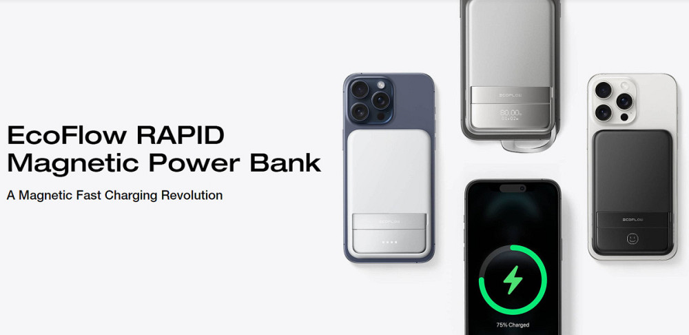 Power bank (Зовнішній акумулятор) EcoFlow RAPID Magnetic EF-RAPID10000-EU 10000 mAh 65W Qi2 MagSafe USB-C Silver Миколаїв - фото 4
