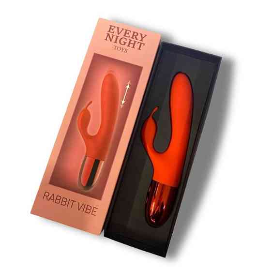 Вибратор кролик Every Night Toys с отростком для стимуляции клитора, красный Sex Aura Киев