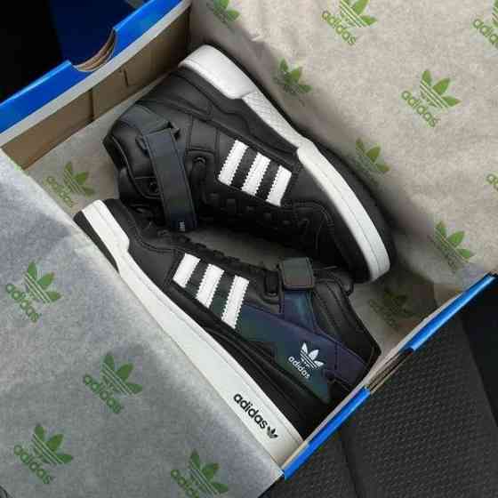 Високі Чорні Кросівки Adidas Forum Шкіряні Чоловічі Черевики Адідас Форум (розміри: 41,42,43,44,45,46) Дніпро