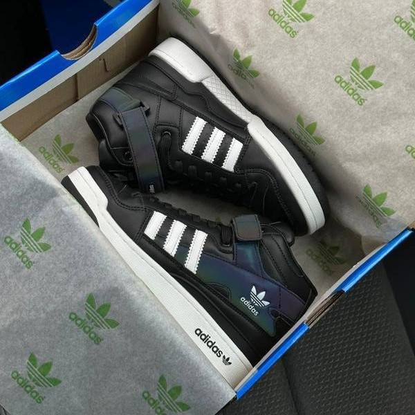 Высокие Чёрные Кроссовки Adidas Forum Кожаные Мужские Ботинки Адидас Форум (размеры: 41,42,43,44,45,46) Днепр - изображение 2