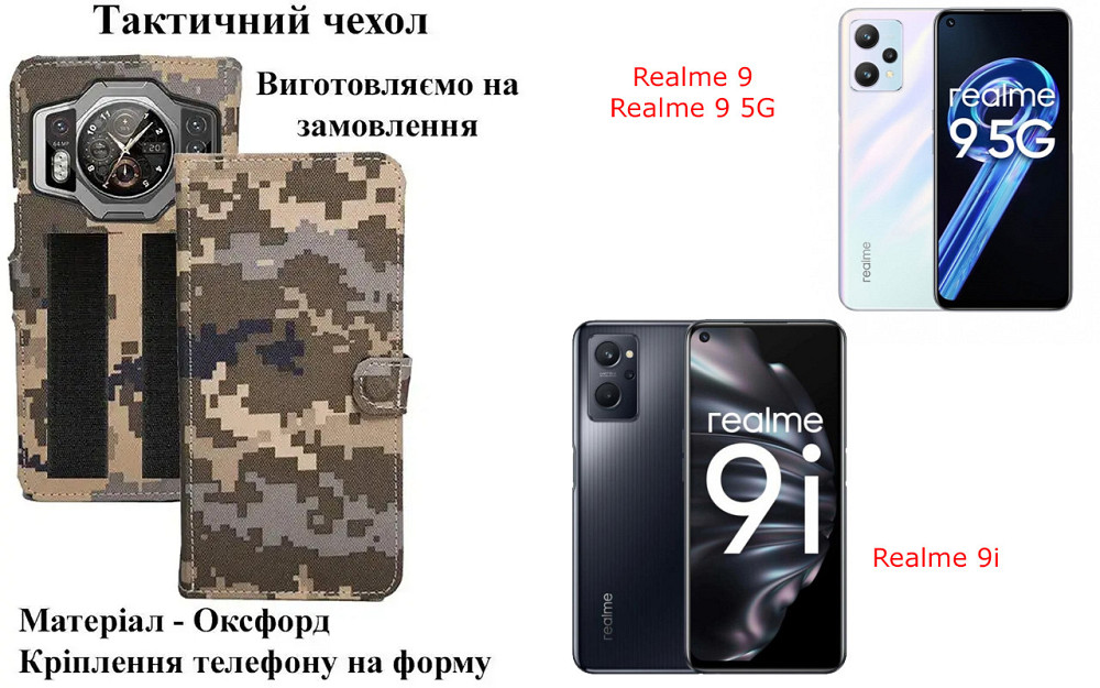 Тактический чехол для Oppo A94 5G, OPPO A95, крепится к снаряжению на липучке Киев - изображение 1