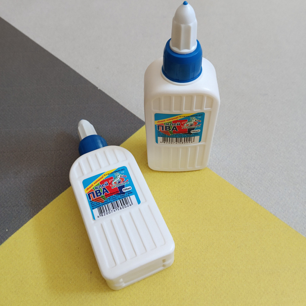 Клей канцелярський ПВА 100 мл з дозатором і євро-ковпачком Київ - фото 1