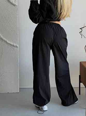 Женский стильный повседневный костюм из плащевки Черный Одесса