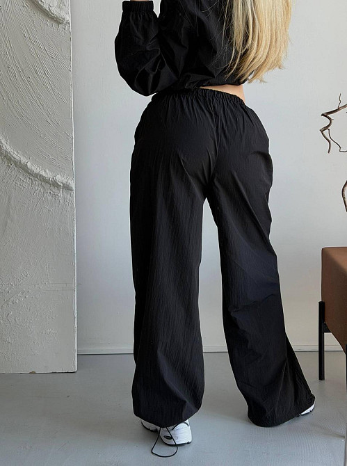 Женский стильный повседневный костюм из плащевки Черный Одесса - изображение 4