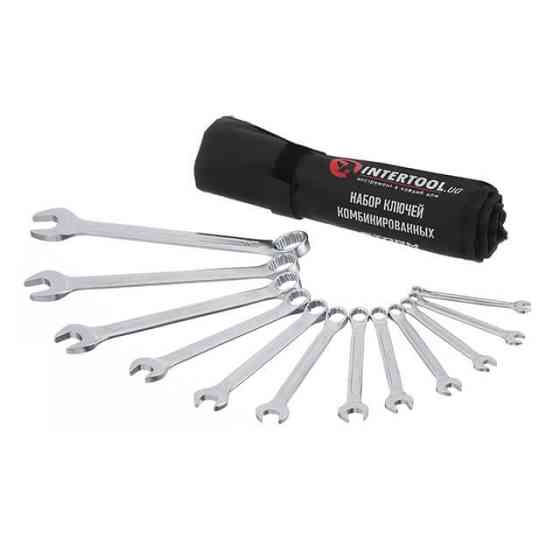 Набір ключів комбінованих, 12 шт., 6-22 мм, Cr-V, чохол, DIN3113, STORM INTERTOOL XT-1004 Київ