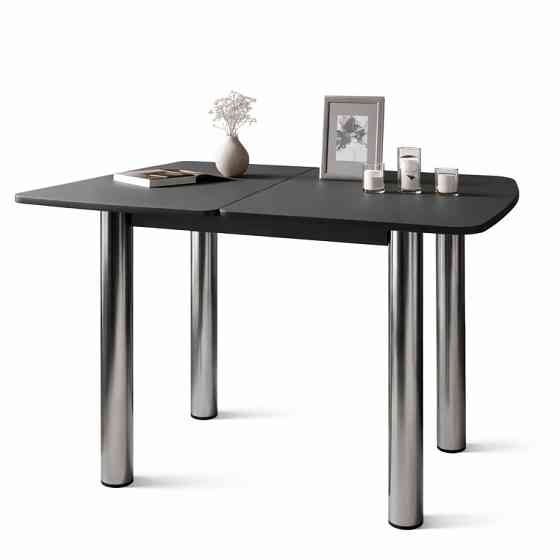 Обеденный стол раскладной LION Нота черные ножки Бетон Style 60x90/90x120 (LION-045134) Львов