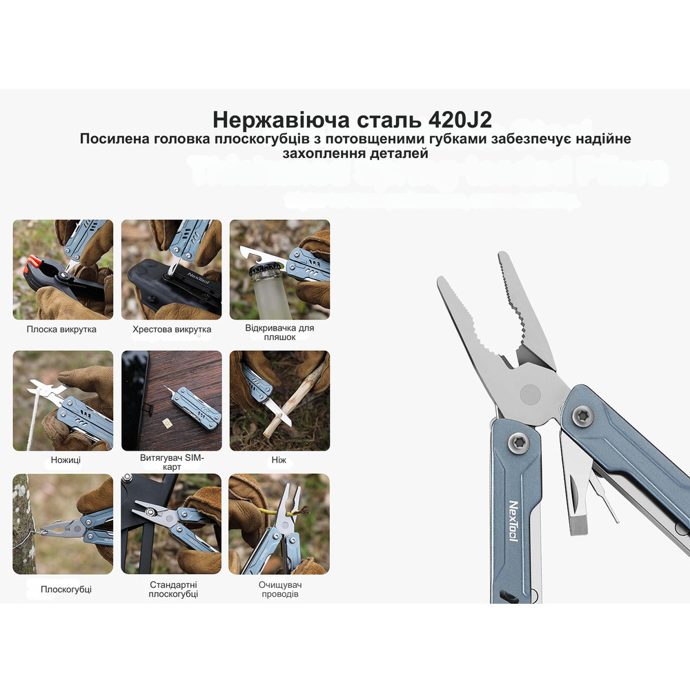 Мультитул NexTool Mini Sailor Pliers S11, чорний (NE20156C, NE20156E) Київ - фото 6