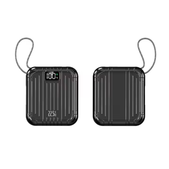 Павербанк зі швидкою зарядкою, кабелями Type-C/Lightning 10000мАг, портативний зарядний пристрій 22.5W Black Кам'янець-Подільський