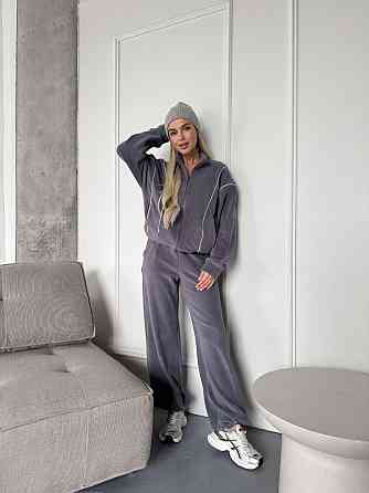 Стильный женский теплый флисовый костюм двойка Серый, 50/52 Одесса