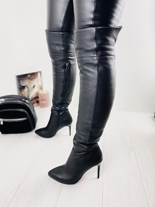 Nivelle Ботфорты женские NIVELLE черные натуральная кожа высота 51см обхват голени 35-37см кабл Коломия - фото 1