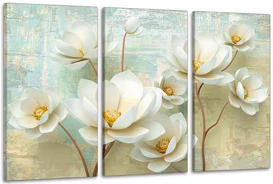 Модульна картина у вітальню/ спальню    Ніжні квіти     ART-061_3A 70х130 см Київ