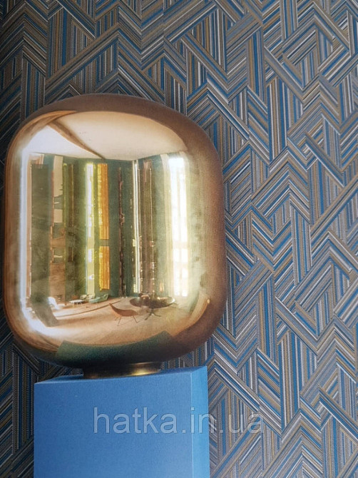 Ообои виниловые на флизелине Decoprint Moments MO22842 геометрия полосы точки фигуры бирюзовые желтые золотые Киев - изображение 1