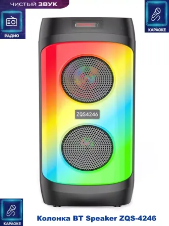 Колонка музична портативна Bluetooth ZQS4246, 30Вт, 2 динаміка, FM-радіо, LED підсвітка, еквалайзер Київ