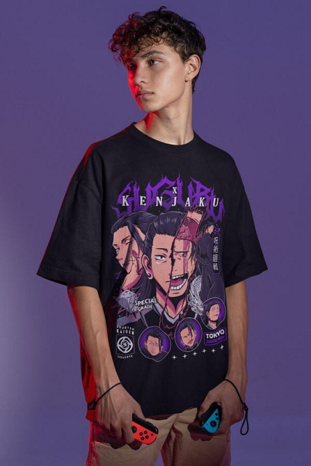 Футболка чоловіча з аніме принтом Магічна битва оверсайз (S/M/L) Чорний AnimeJ1191 Дніпро - фото 3