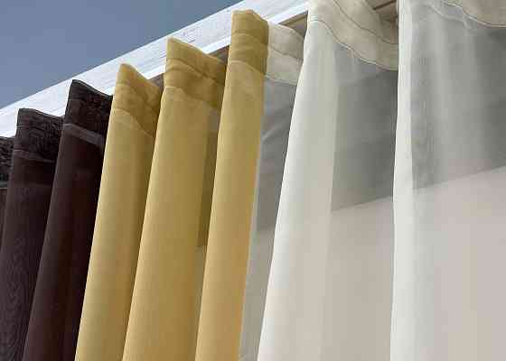 Кухонні штори VR-Textil № 054к комбіновані венге з бурштиновим і молочним 400х170 см (50-052) Київ