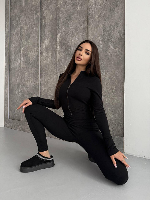 Женский теплый облегающий комбинезон пума Черный, 44/46 Одесса - изображение 9