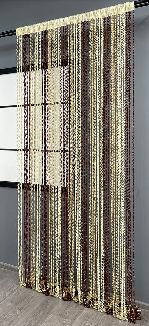 Шторы-нити спираль с люрексом Бежевый с коричневым 300х300см 1 шт (61-074) Киев - изображение 4