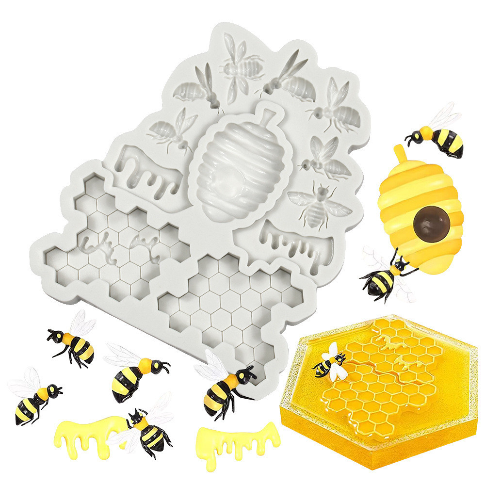 Молд силиконовый Пчела и соты 138 на 112 мм серый Киев - изображение 1