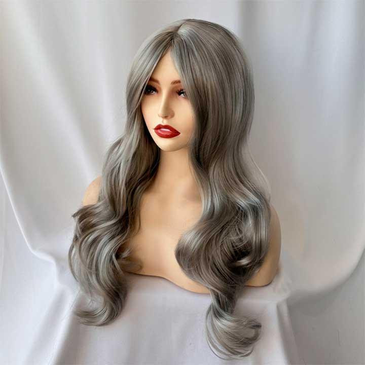 Перука сіра попеляста хвиляста без чубчика з проділом 60 см Вінниця - фото 4