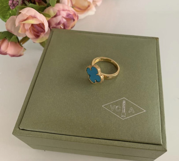 Кільце блакитне Van Cleef Ванкліф срібло із золотим покриттям Одеса - фото 1