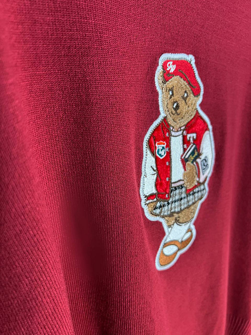 Светр жіночий A-N 2609 з нашивкою ведмедика оверсайз базовий one size, бордовий, one size Київ - фото 2