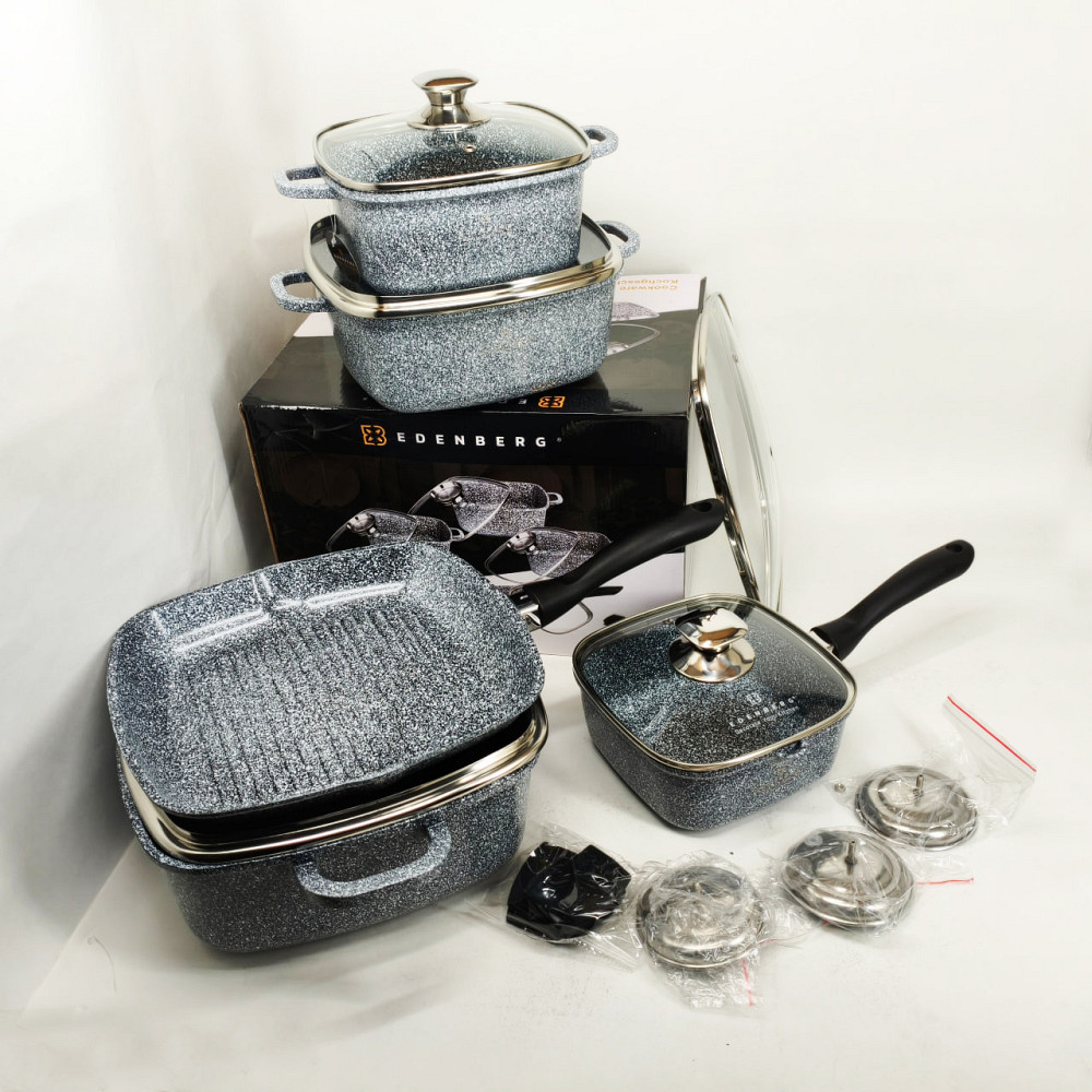 Набор мраморных кастрюль, Гранитный набор со сковородой, Мраморная посуда для кухни OD-14 Львов - изображение 2