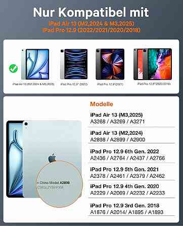 Захисний чохол-клавіатура для iPad Air 13 Inch M2 / iPad Air 2024 / iPad Pro 12,9 дюймів (6-го, 5-го, 4-го, 3-го покоління) Дніпро