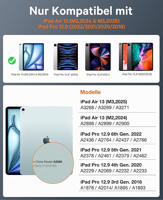 Захисний чохол-клавіатура для iPad Air 13 Inch M2 / iPad Air 2024 / iPad Pro 12,9 дюймів (6-го, 5-го, 4-го, 3-го покоління) Дніпро - фото 5