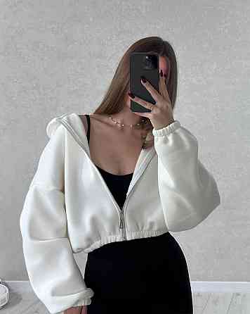 Жіноча стильна та тепла зіп-худі оверсайз трьохнитка на флісі Одеса