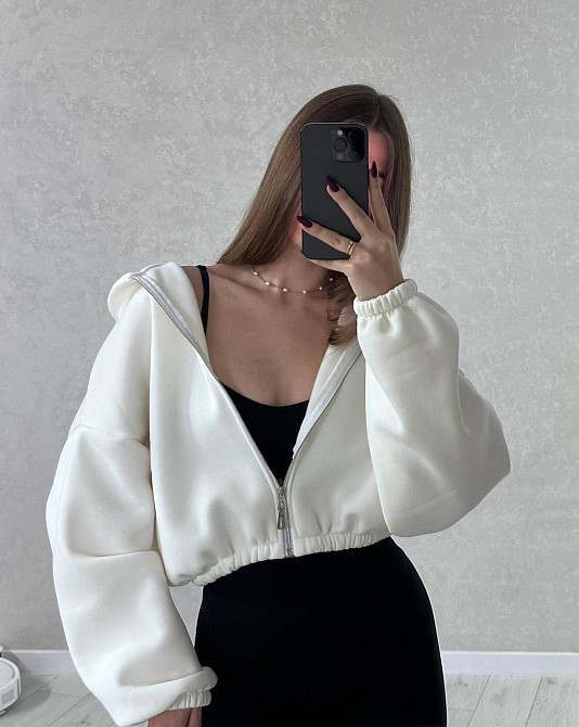 Жіноча стильна та тепла зіп-худі оверсайз трьохнитка на флісі Одеса - фото 4