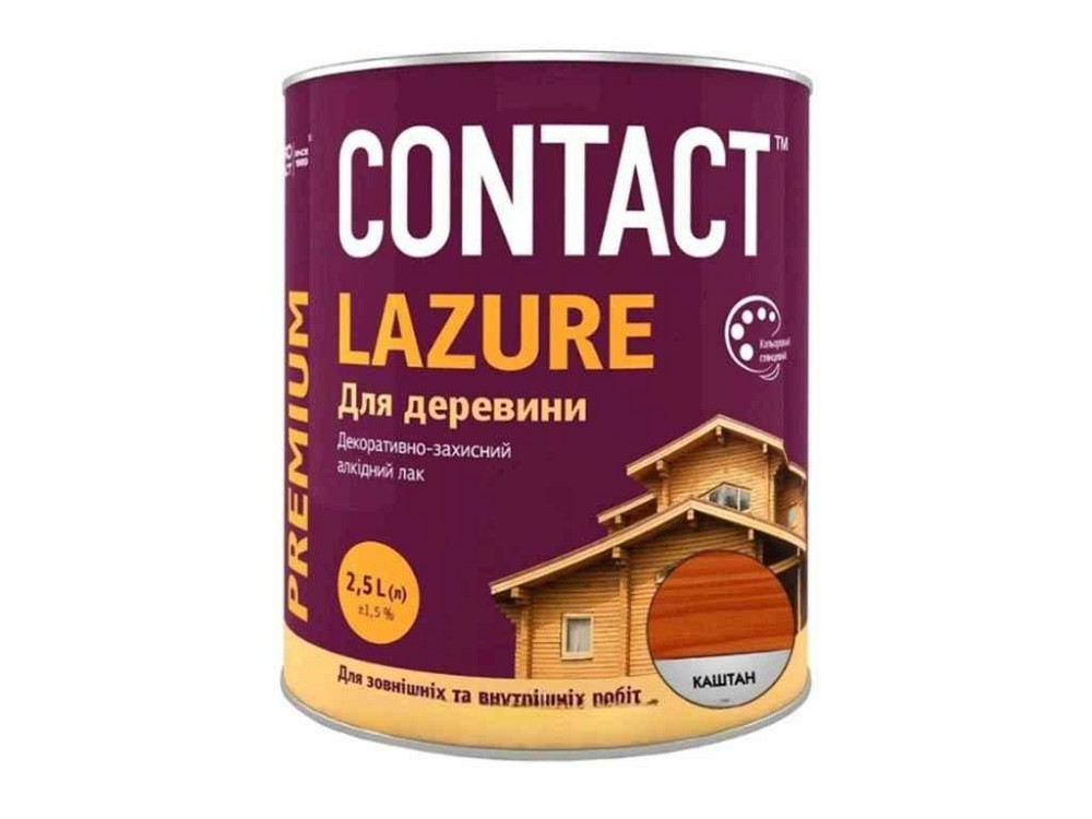 Лазур 2,5л для деревини Каштан ТМ CONTACT Киев - изображение 1
