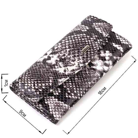 Женское фактурное портмоне из натуральной кожи с тиснением под змею CANPELLINI 21692 Разноцветное Киев