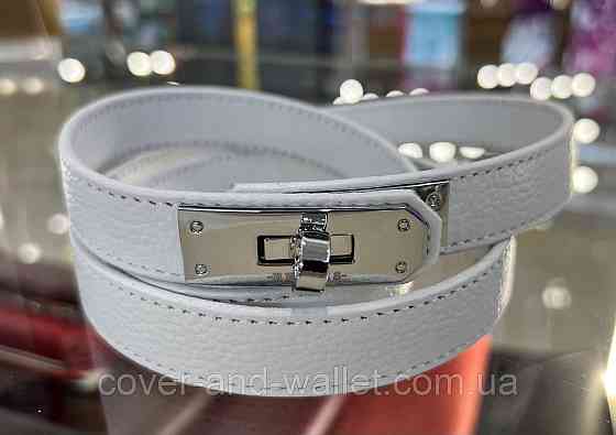 Вузький жіночий ремінь білого кольору з модною пряжкою Kelly 20 мм Puos Київ