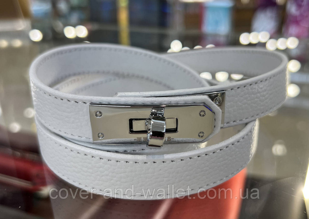 Вузький жіночий ремінь білого кольору з модною пряжкою Kelly 20 мм Puos Київ - фото 1