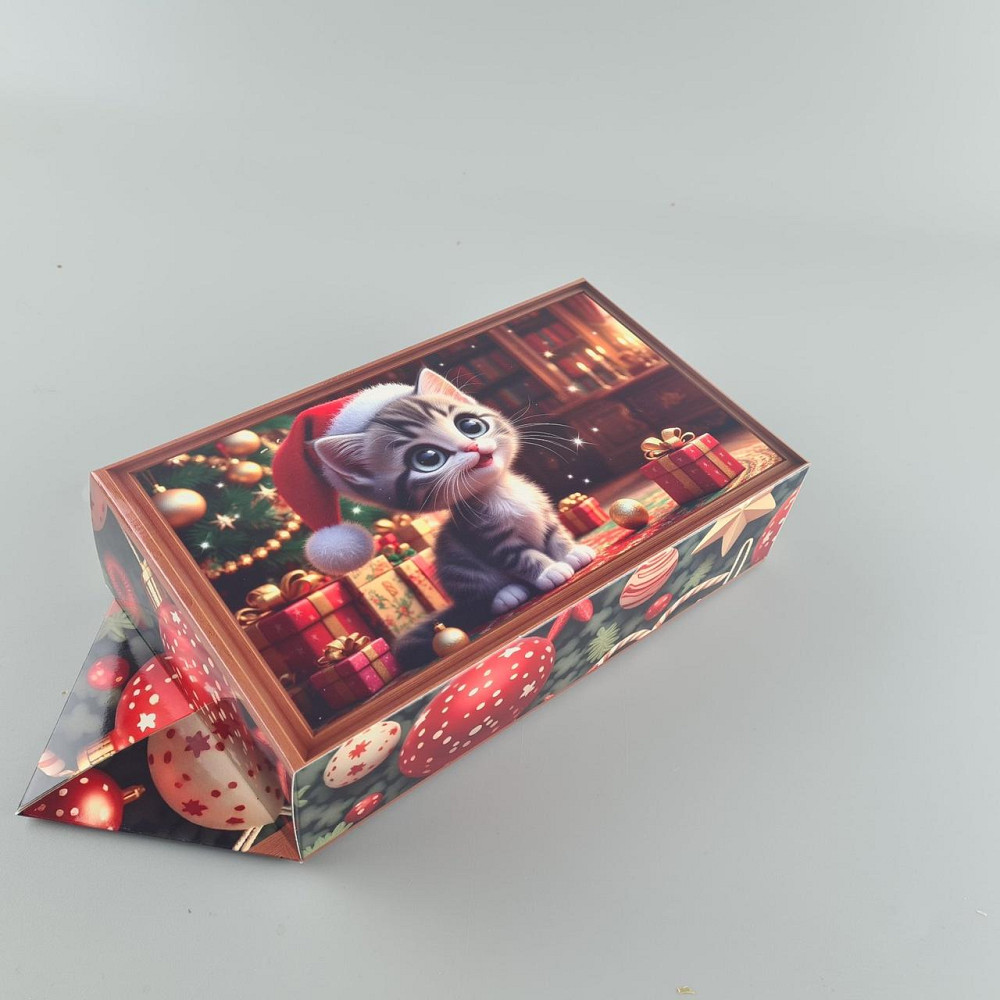 Новорічна подарункова картонна упаковка для цукерок (500 гм) No238 "Мишеня й кошеня" (1 шт.) Харків - фото 4