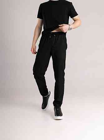 Мужские черные брюки демисезонные котоновые прямого кроя Pobedov Step Киев