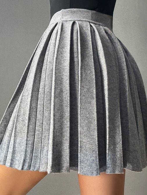 Спідниця жіноча A-N 9956 в’язана тепла у складку на резинці, сірий, one size Київ - фото 12