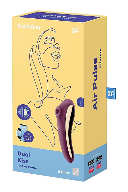 Вакуумный клиторальный стимулятор с вибрацией Satisfyer Dual Kiss, марсаловый Sex Aura Киев - изображение 2