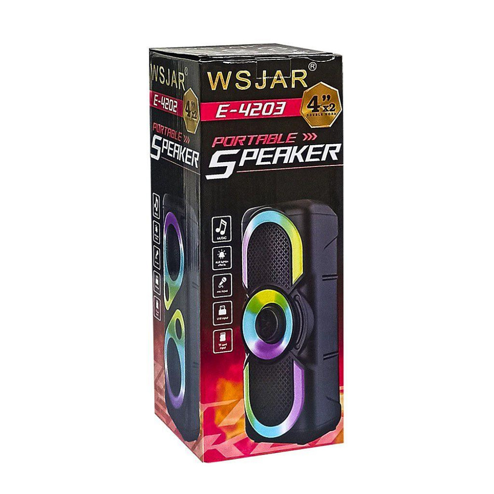 Портативна Bluetooth колонка WSJAR E-4203 з підсвічуванням, мікрофонним входом та потужним звуком 10 Вт Одеса - фото 2